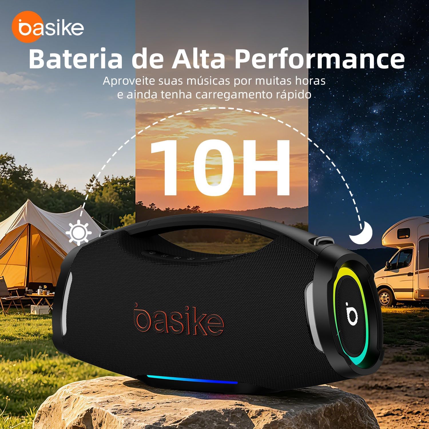 Caixa de Som, Basike boombox F9 Pro, Bluetooth, 300W